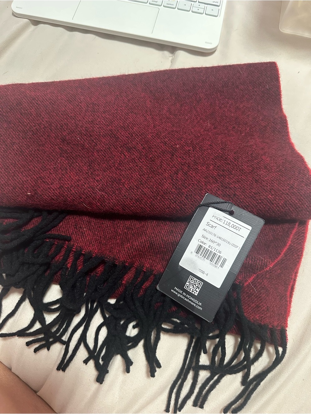 Classic Red and Black Fringe Scarf